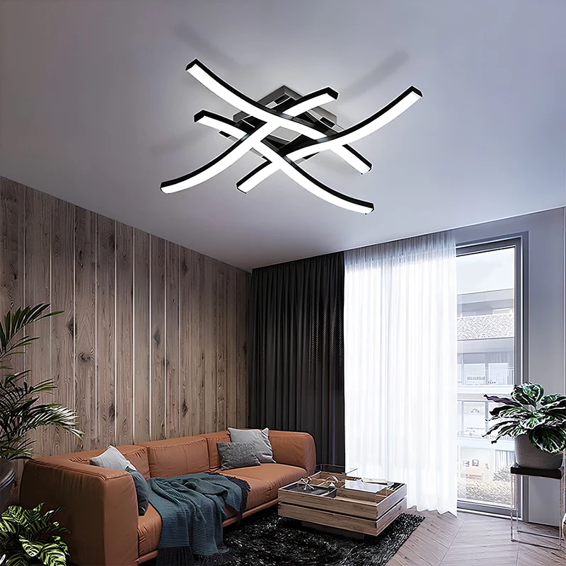 Black LED Quad Wave Ceiling Light