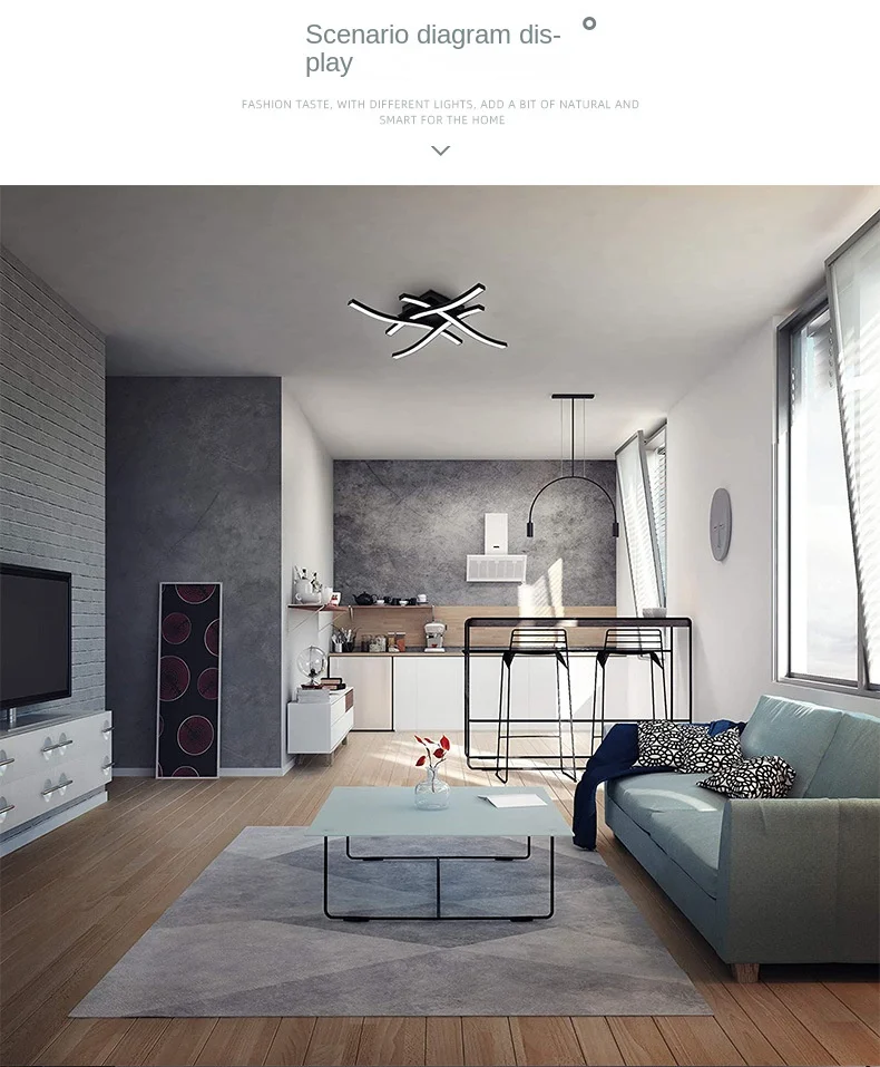 Black LED Quad Wave Ceiling Light