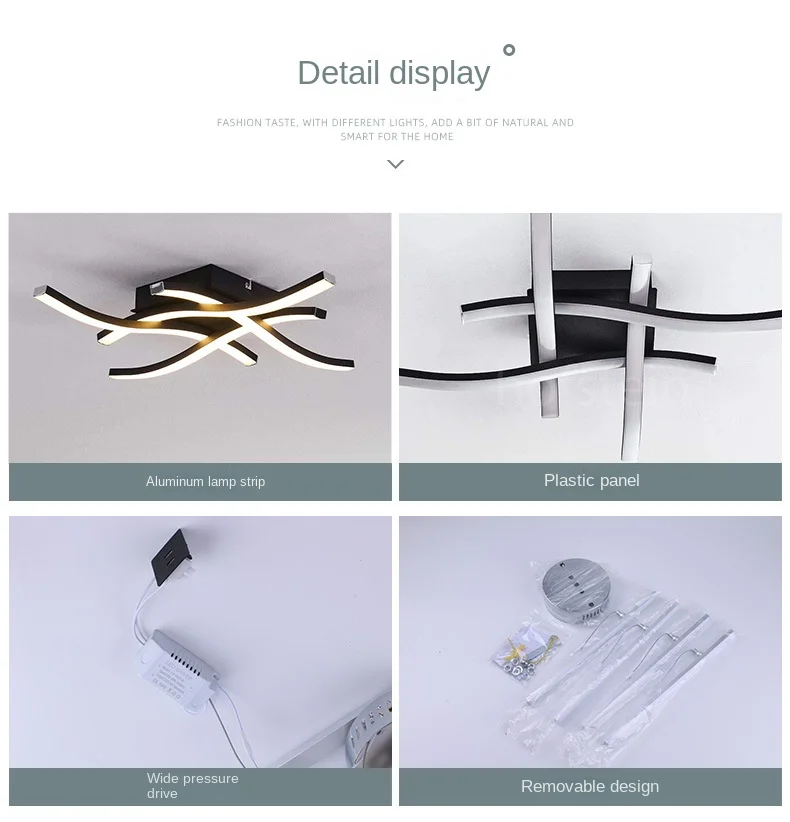 Black LED Quad Wave Ceiling Light