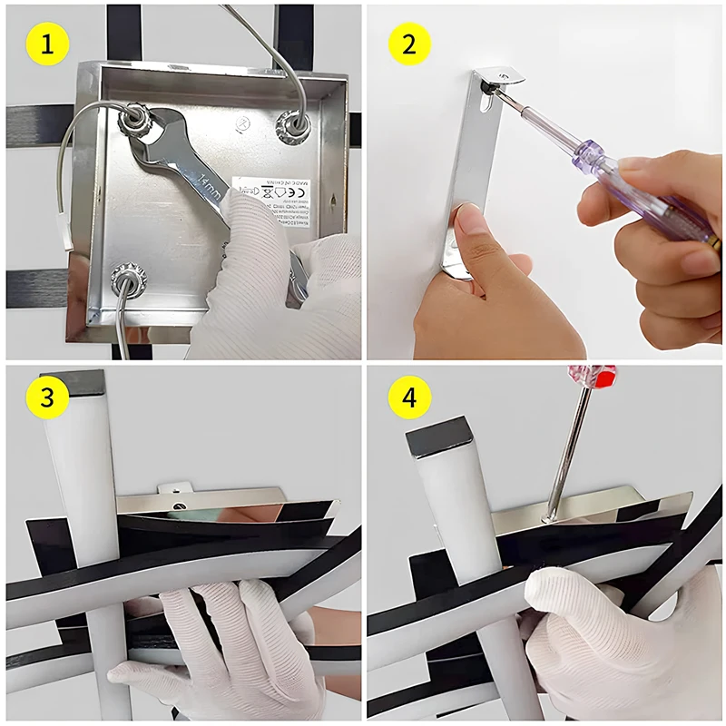 Black LED Quad Wave Ceiling Light