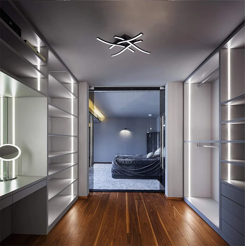 Black LED Quad Wave Ceiling Light