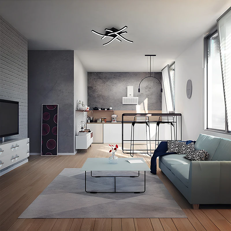 Black LED Quad Wave Ceiling Light