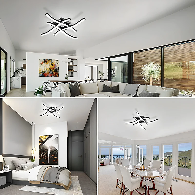 Black LED Quad Wave Ceiling Light