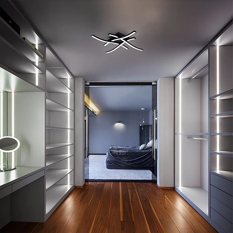 Black LED Quad Wave Ceiling Light