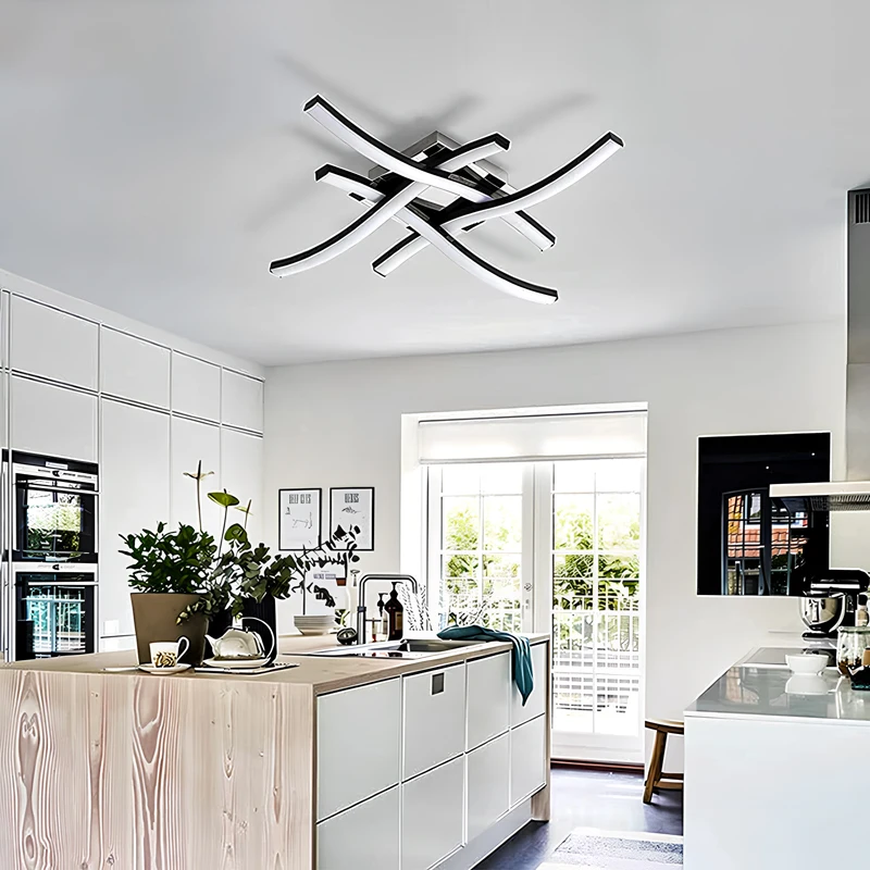 Black LED Quad Wave Ceiling Light