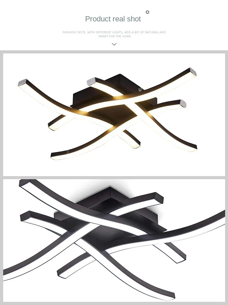 Black LED Quad Wave Ceiling Light