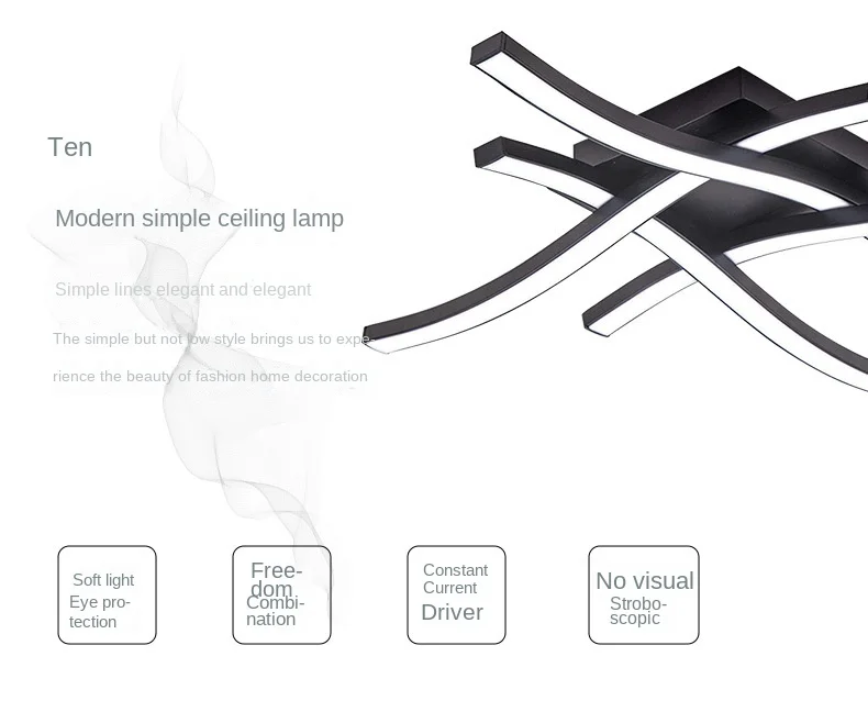 Black LED Quad Wave Ceiling Light